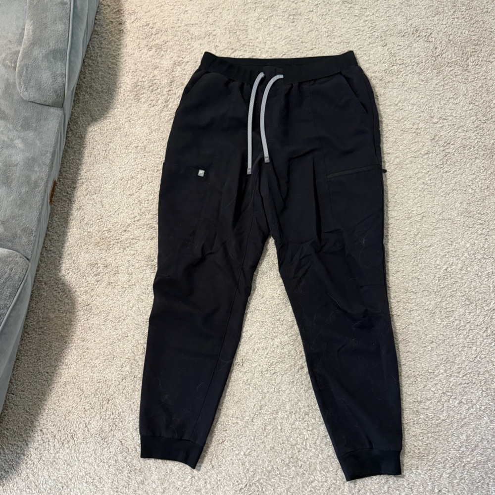 Fabletics Black Joggers with Gray Drawstring